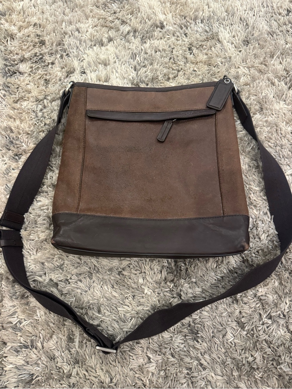 Coach Mens/womens Brown Leather & Suede Crossbody Bag